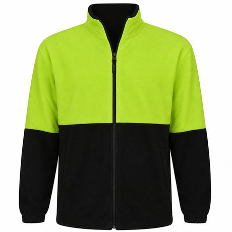 HI VIS Polar Fleece Full Zip Jumper - Yellow (High Visibility Safety Workwear Jacket)