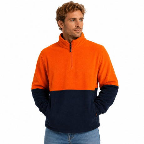 HI VIS Polar Fleece Half Zip Jumper - Orange (High Visibility Safety Workwear Jacket)