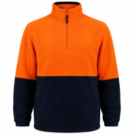 HI VIS Polar Fleece Half Zip Jumper - Orange (High Visibility Safety Workwear Jacket)