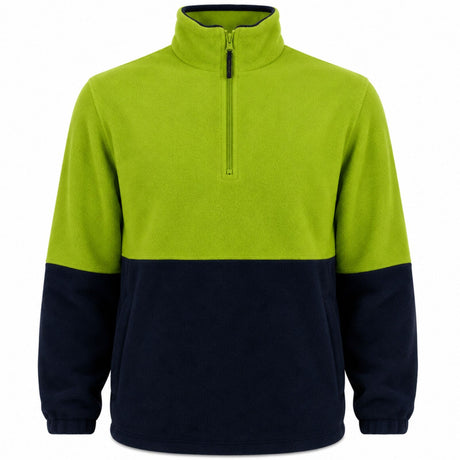 HI VIS Polar Fleece Half Zip Jumper - Yellow (High Visibility Safety Workwear Jacket)