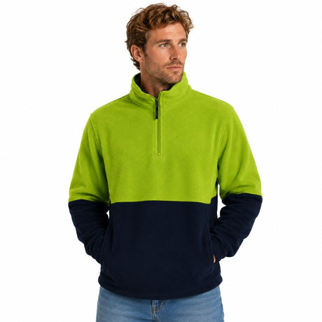 HI VIS Polar Fleece Half Zip Jumper - Yellow (High Visibility Safety Workwear Jacket)