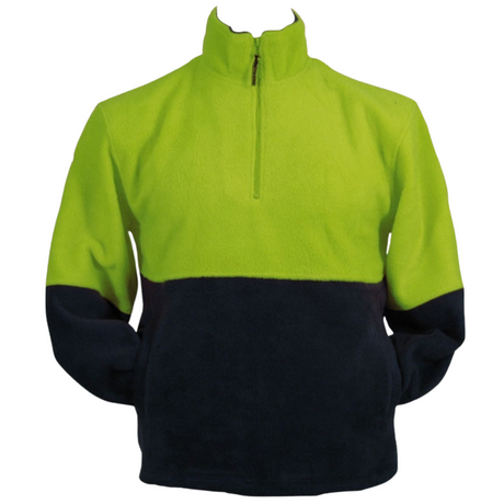 Hi Vis Polar Fleece Jumper Half Zip Safety Workwear Jacket Unisex - Yellow - XS
