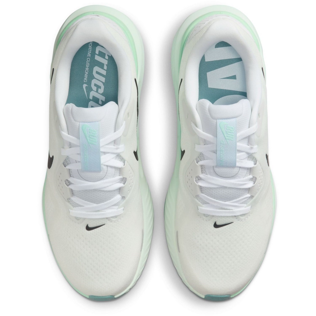 Nike Structure 26 Womens Road Racing Shoes - White-Black-Green-Mint (Athletic Sneakers/Runners)