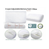 Hotel Living Bamboo 3 Layer Adjustable Memory Foam Pillow - White (Queen, 66 x 41cm)