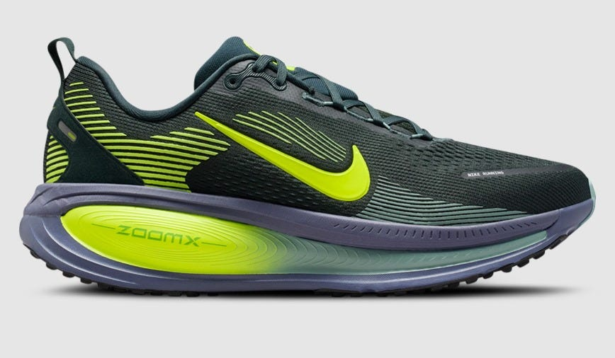 Nike Mens Vomero 18 Sneakers Runners Shoes in Seaweed/Volt-Cannon-Sanded Purple - US 13