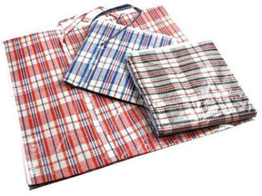 10x Large Checkered Bags  - Striped Shopping Bags - 78cm x 65cm x 25cm
