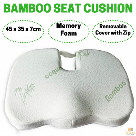 BAMBOO SEAT CUSHION Memory Foam Posture Coccyx Hip Back Lumbar Support Car Seat
