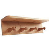 Classic Bamboo Wall Shelf Home Decor Organiser Hanger Storage Rack with 4 Hooks