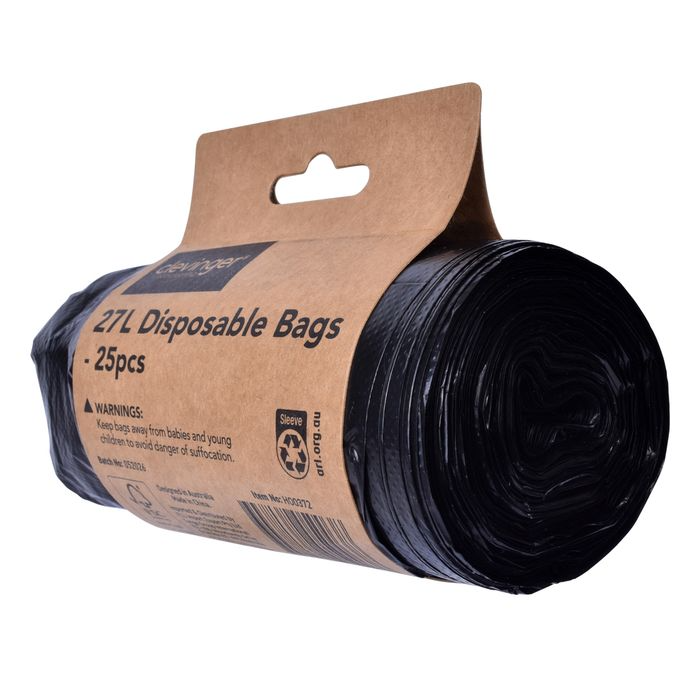 27L Disposable Rubbish/GarbageBags (1 Pack of 25)