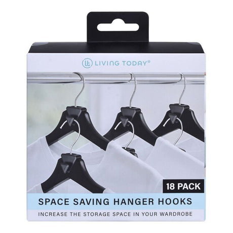 18 Pack Space Saving Hanger Hooks Clothes Wardrobe Closet Organiser 
