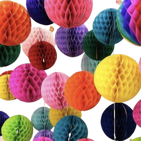 12x Assorted Honeycomb Tissue Paper Ball Lanterns Bulk Pack - Wedding/Birthday/Party Decoration