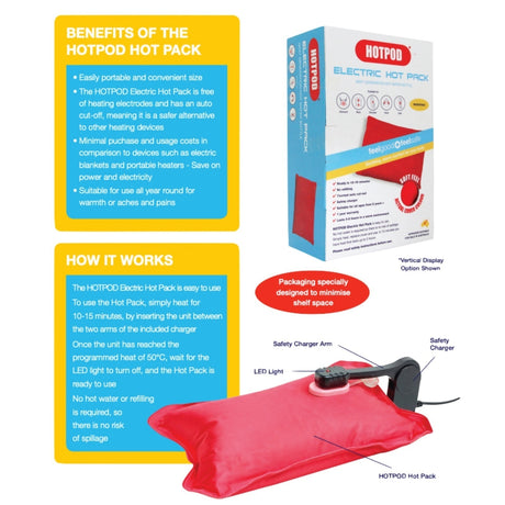 Hotpod Electric Hot Pack w/ 12 Pairs Thermal Socks Relief  - Winter Gift Set for Warmth