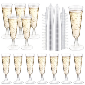 144x 150ml Plastic Champagne Flutes - Clear Wine Glasses (Bulk)