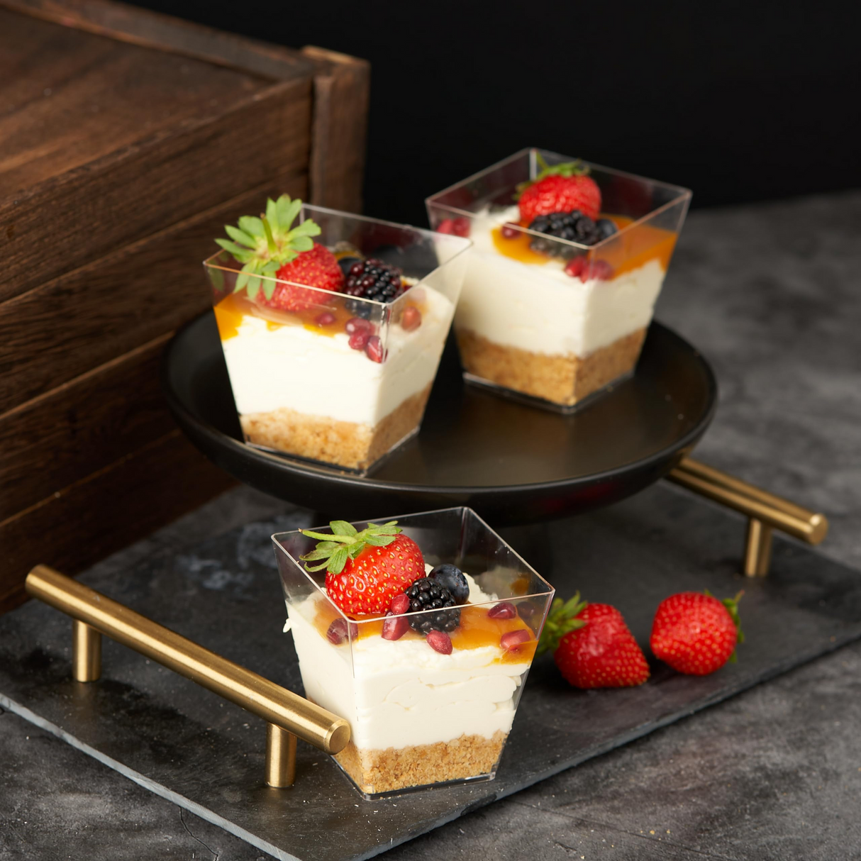 288x Clear Plastic Square  Dessert Cups - Premium & BPA Free