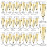 144x 210ml Plastic Champagne Flutes - Clear Wine Glasses (Bulk)
