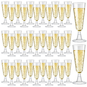 144x 210ml Plastic Champagne Flutes - Clear Wine Glasses (Bulk)