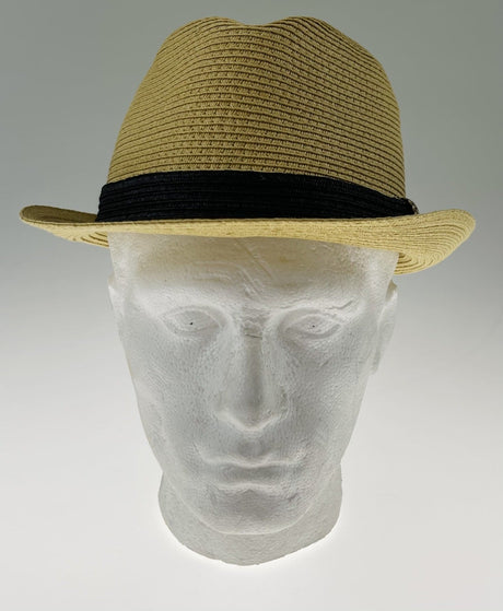 Dents Toyo Straw Trilby Fedora Hat Summer Fedora Small Brim - Natural/Black