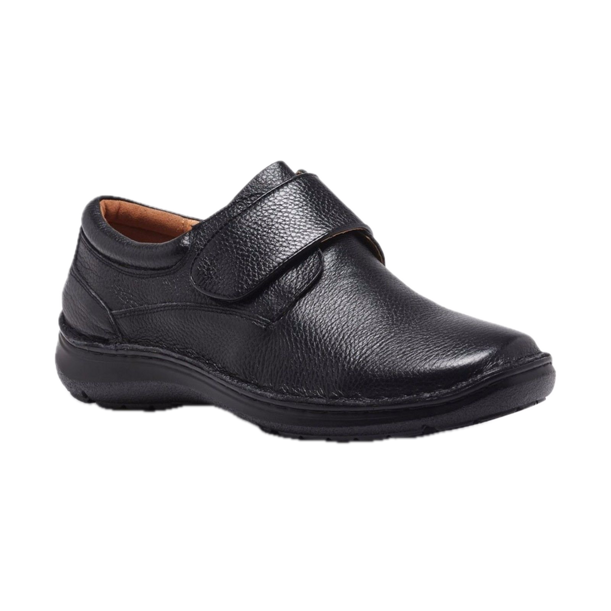 Hush Puppies Mens Bloke Extra Wide Leather Shoes w/ Strap - Black