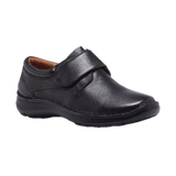 Hush Puppies Mens Bloke Extra Wide Leather Shoes w/ Strap - Black