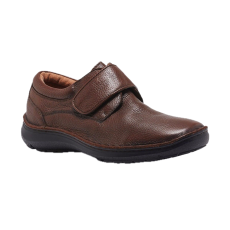 Hush Puppies Mens Bloke Extra Wide Leather Shoes w/ Strap - Brown