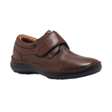 Hush Puppies Mens Bloke Extra Wide Leather Shoes w/ Strap - Brown
