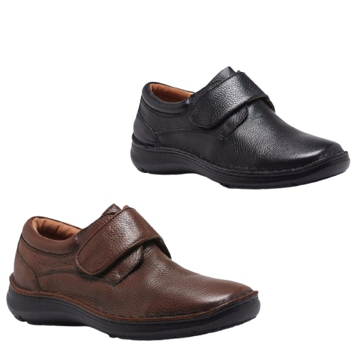 HUSH PUPPIES BLOKE Leather Shoes Slip On Extra Wide Work All Day Comfort - Black
