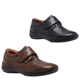 HUSH PUPPIES BLOKE Leather Shoes Slip On Extra Wide Work All Day Comfort - Black