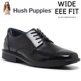 Hush Puppies Heathcote Mens Extra Wide Leather Shoes - Black (Lace Up Work Business)