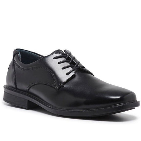 Hush Puppies Heathcote Mens Extra Wide Leather Shoes - Black (Lace Up Work Business)