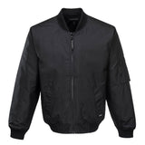 HUSKI Mens Quilted Combat Bomber Waterproof Jacket Windproof Workwear Coat - Black