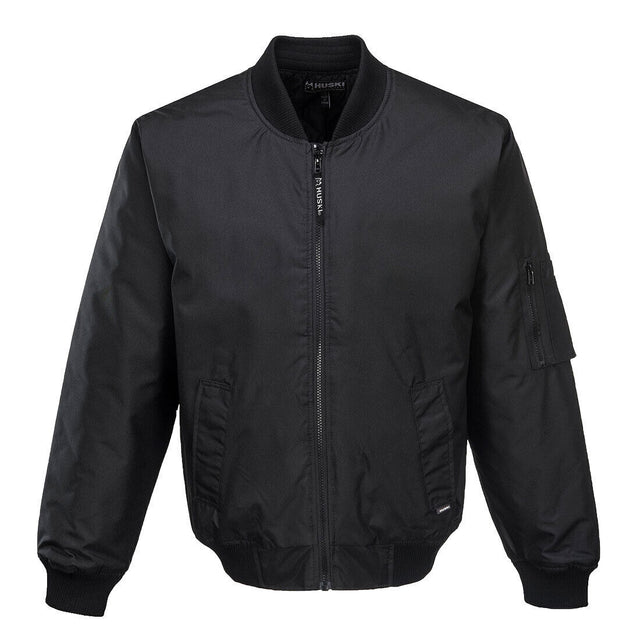 Huski Mens Quilted Combat Bomber Jacket (Waterproof & Windproof Workwear Coat) - Black