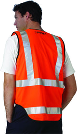 HUSKI Hi Vis Orange Patrol Vest - 3M Reflective Tape Safety High Visibility Workwear (918094)