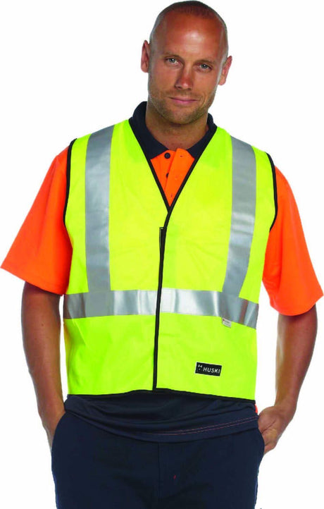 HUSKI Hi Vis Yellow Patrol Vest - 3M Reflective Tape Safety High Visibility Workwear (918094)