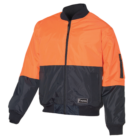 HUSKI 3M Flyer Fully Waterproof Bomber Hi Vis Jacket - Orange (Work Quilted Lining)