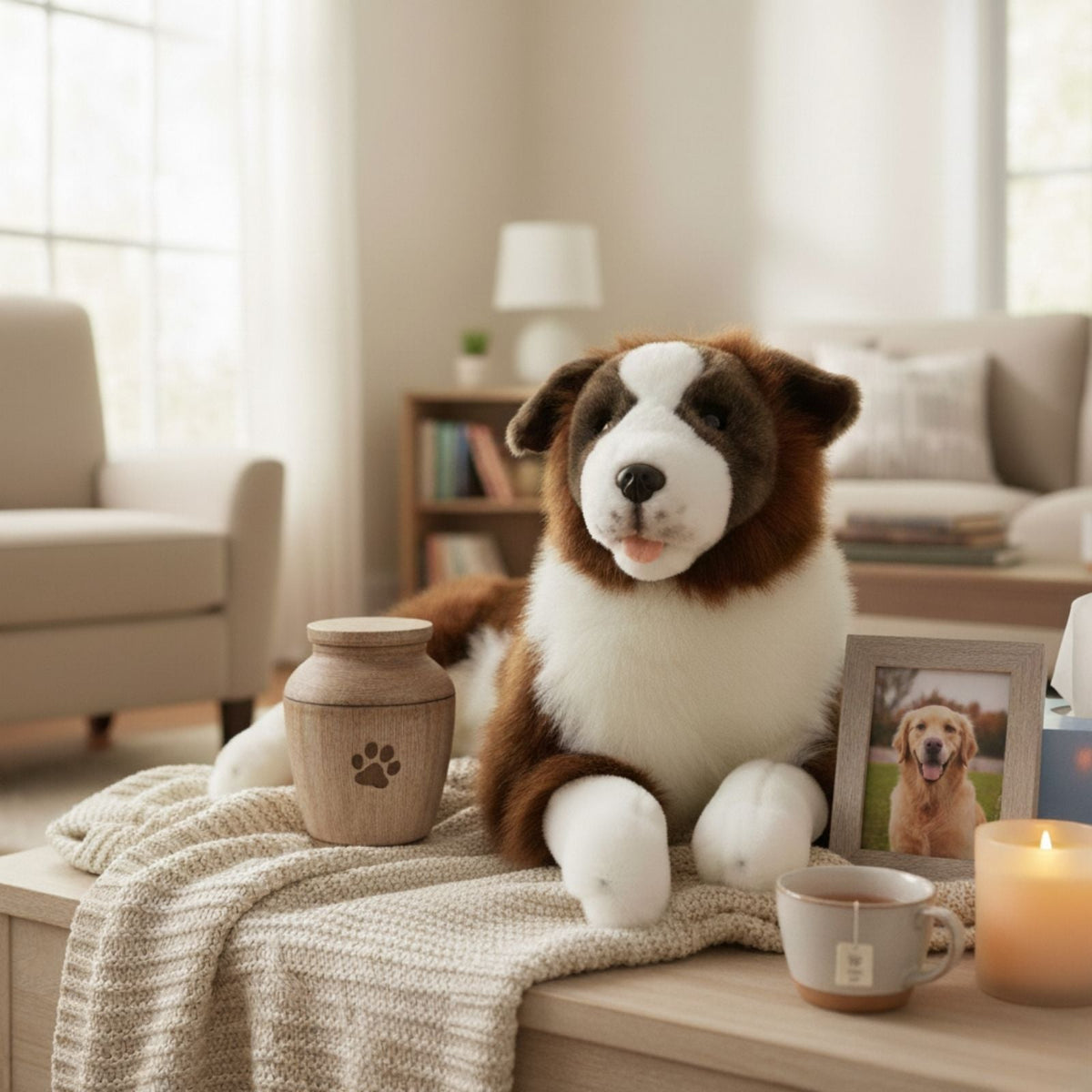 Bocchetta Hazel 62cm Border Collie with Satin Pocket Plush Toy - Chocolate (Realistic Stuffed Animal Dog Gift)