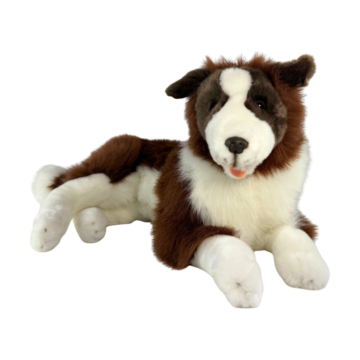 Bocchetta Hazel 62cm Border Collie with Satin Pocket Plush Toy - Chocolate (Realistic Stuffed Animal Dog Gift)