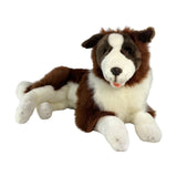Bocchetta Hazel 62cm Border Collie with Satin Pocket Plush Toy - Chocolate (Realistic Stuffed Animal Dog Gift)
