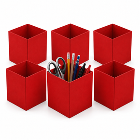 12x Foldable Pencil Cup for Home Office Desk Ruler Scissor Holder EAZI FOLD in Red