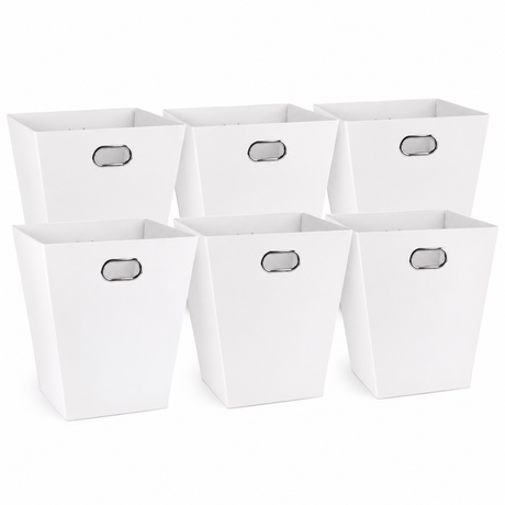 6x Italplast Eazi Fold 12-Litre Office Waste Rubbish Recycling Bin in White