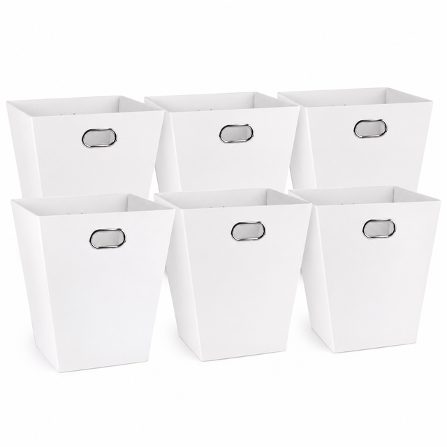6x Italplast Eazi Fold 12-Litre Office Waste Rubbish Recycling Bin in White