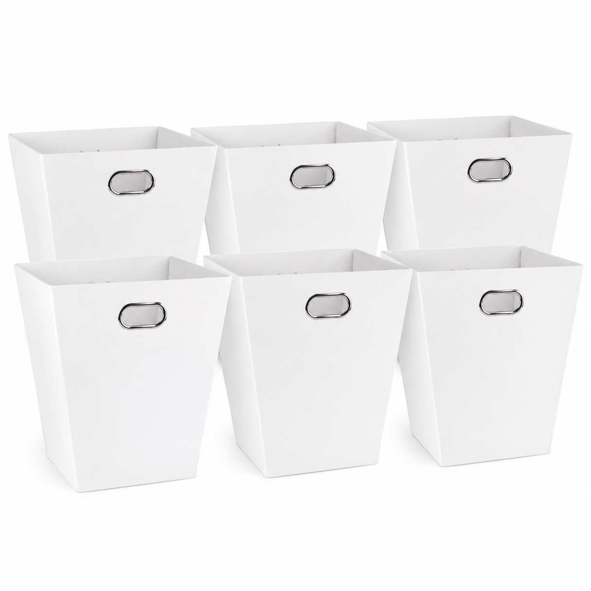 6x Italplast Eazi Fold 12-Litre Office Waste Rubbish Recycling Bin in White