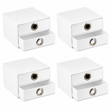 4x Italplast EAZI FOLD 2 Drawer Storage Tidy Compartment Office Foldable Recyclable in White