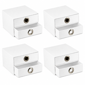 4x Italplast EAZI FOLD 2 Drawer Storage Tidy Compartment Office Foldable Recyclable in White