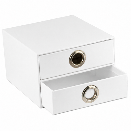 Italplast EAZI FOLD 2 Drawer Storage Tidy Compartment Office Foldable Recyclable in White