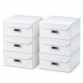 6x Italplast Eazi Fold A4 Paper Document Storage Box in White