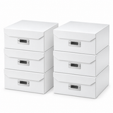 6x Italplast Eazi Fold A4 Paper Document Storage Box in White