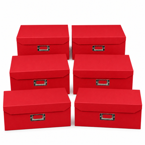 6x Italplast Eazi Fold A5 Paper Document Storage Box Bulk Pack - Red