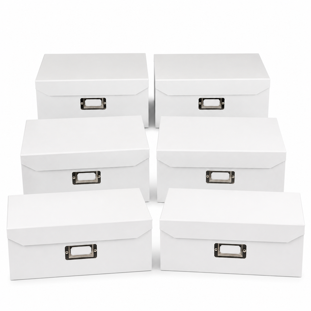6x Italplast Eazi Fold A5 Paper Document Storage Box Bulk Pack - White