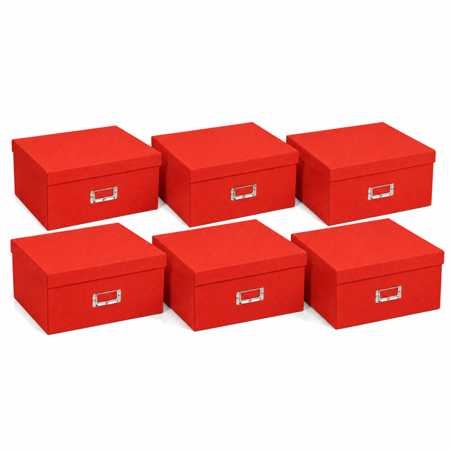 6x Italplast Eazi Fold A3 Paper Document Storage Boxes in Red