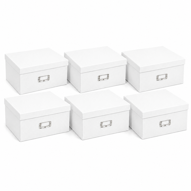 6x Italplast Eazi Fold A3 Paper Document Storage Box in White